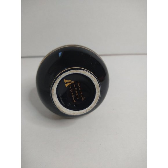 Vintage Cobalt Blue & Gold Vase Handmade In Greece W/ 24 K Gold - Picture 7 of 8